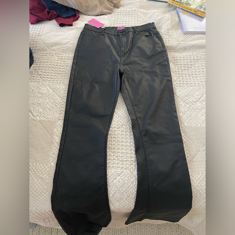 Edikted Luna Leather Flare Pants NEW W TAGS